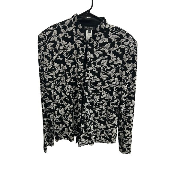 Xscape Joanna Chen Womens Black Silver Floral Two Piece Set Sz Medium - Picture 1 of 11